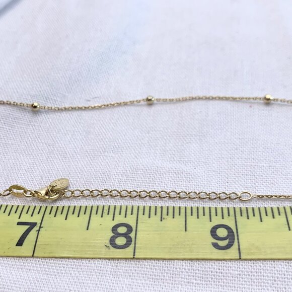 Gold Over Sterling Silver Beaded Tin-Cup 34-36" Adjustable Length Cable Chain - Picture 6 of 9